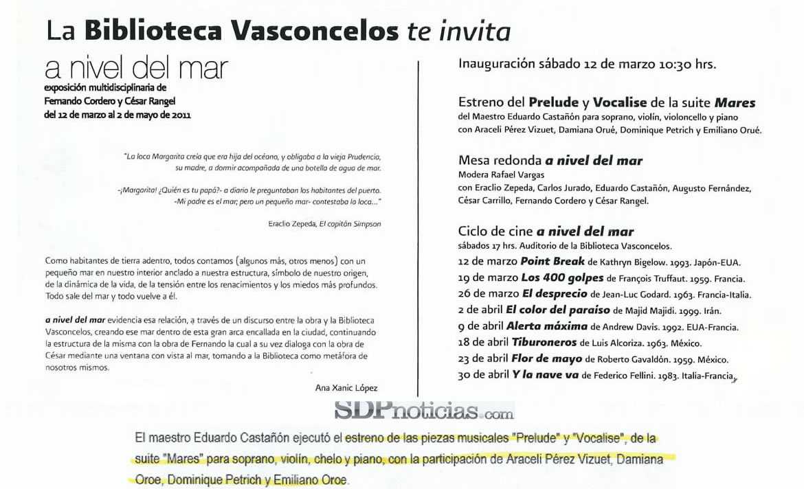 Estreno Suite Mares Biblioteca Vasconcelos